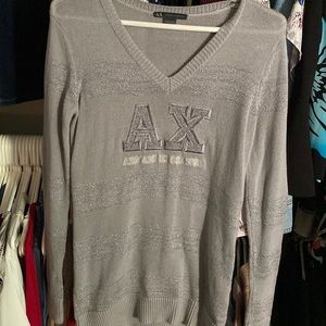 V Neck Armani Exchange Sweater in Grey